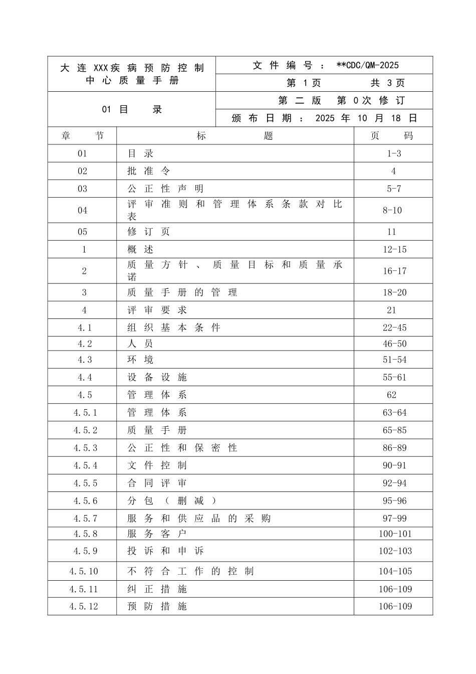 2025版大连疾控中心新版评审准则质量手册、检测机构资质认定程序文件及配套记录格式全套精华版_第3页