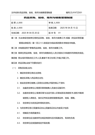 2025版零售药店GSP质量管理制度