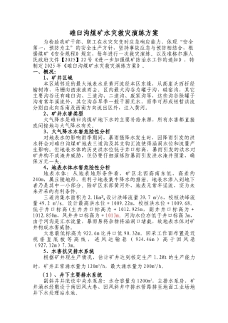 2025碓臼沟煤矿水灾救灾演练方案