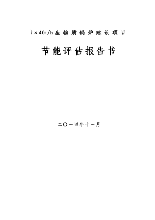 2×40th生物质锅炉建设项目节能评估报告书