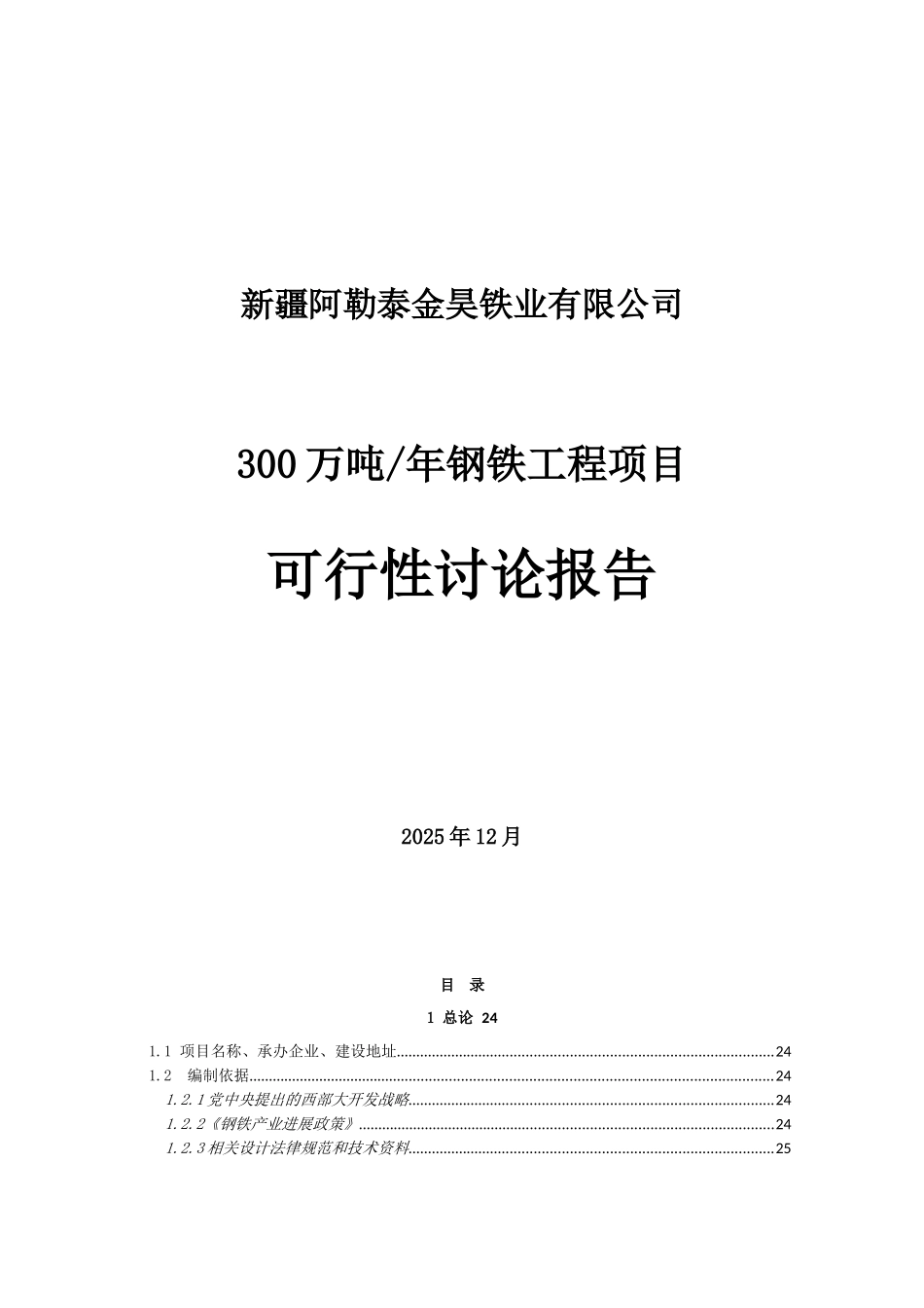 300万吨钢铁工程项目可行性研究报告_第2页