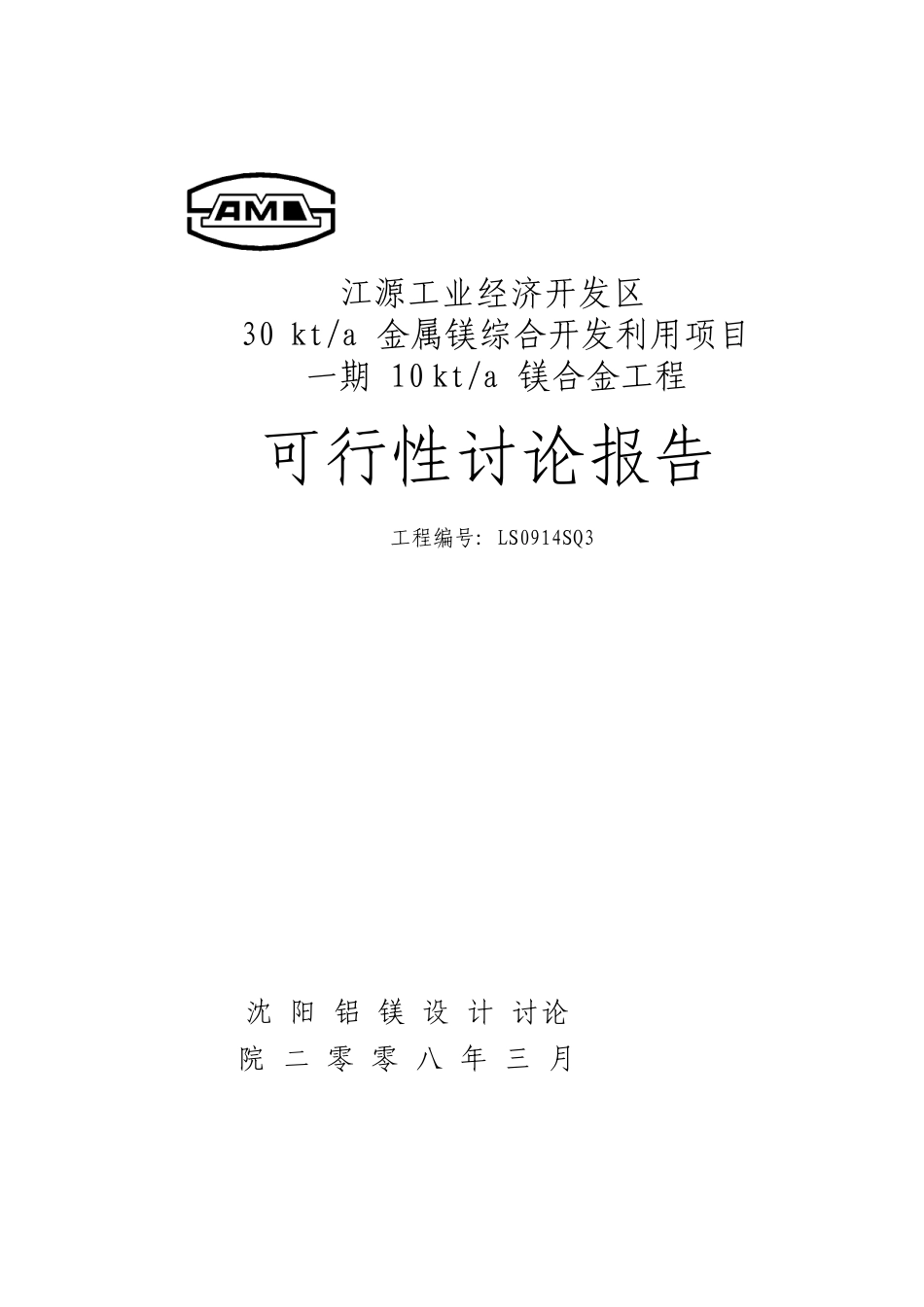 3万吨金属镁综合利用开发项目可行性研究报告_第1页