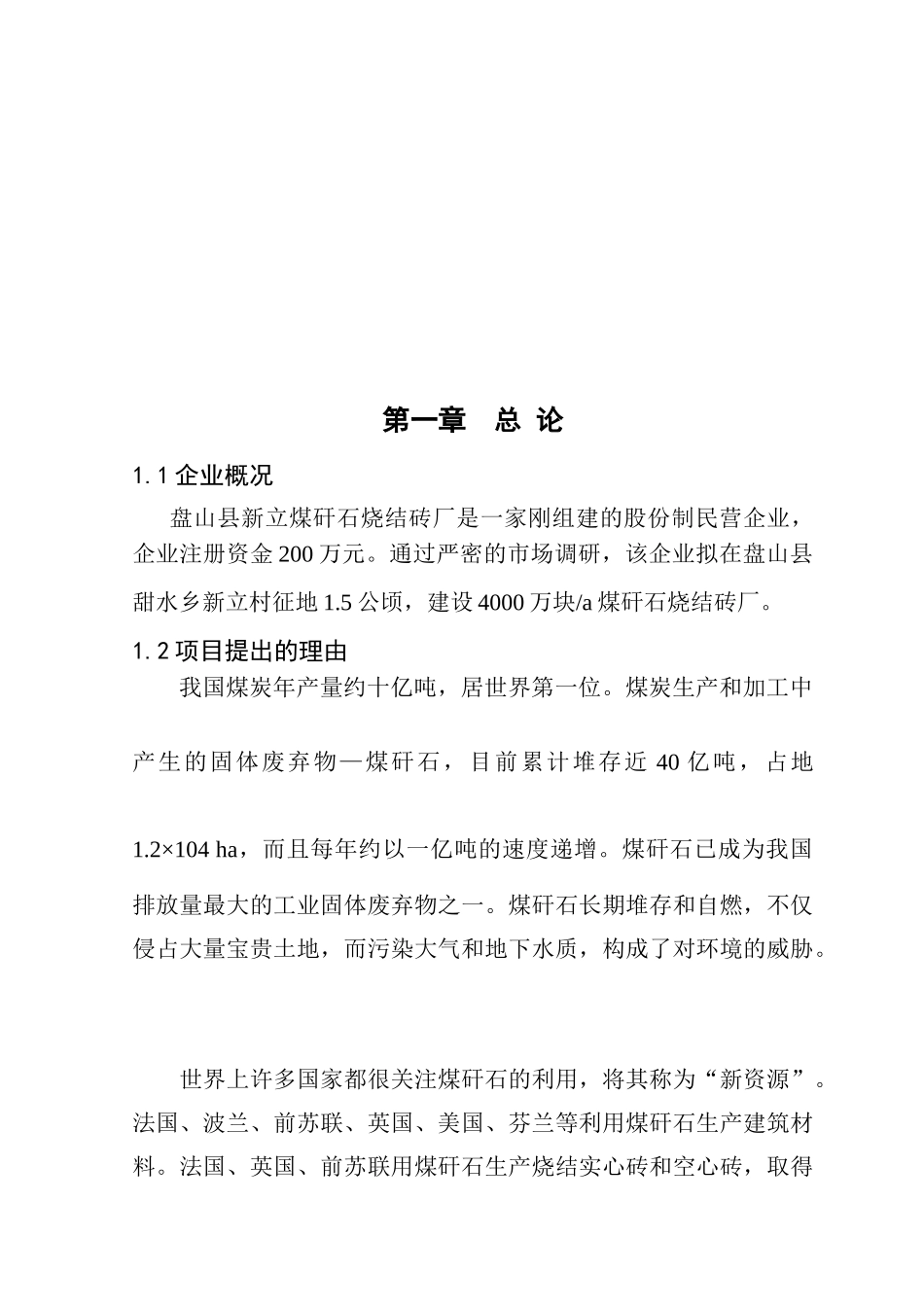 4000万块a煤矸石烧结砖建设项目可行性研究报告_第3页