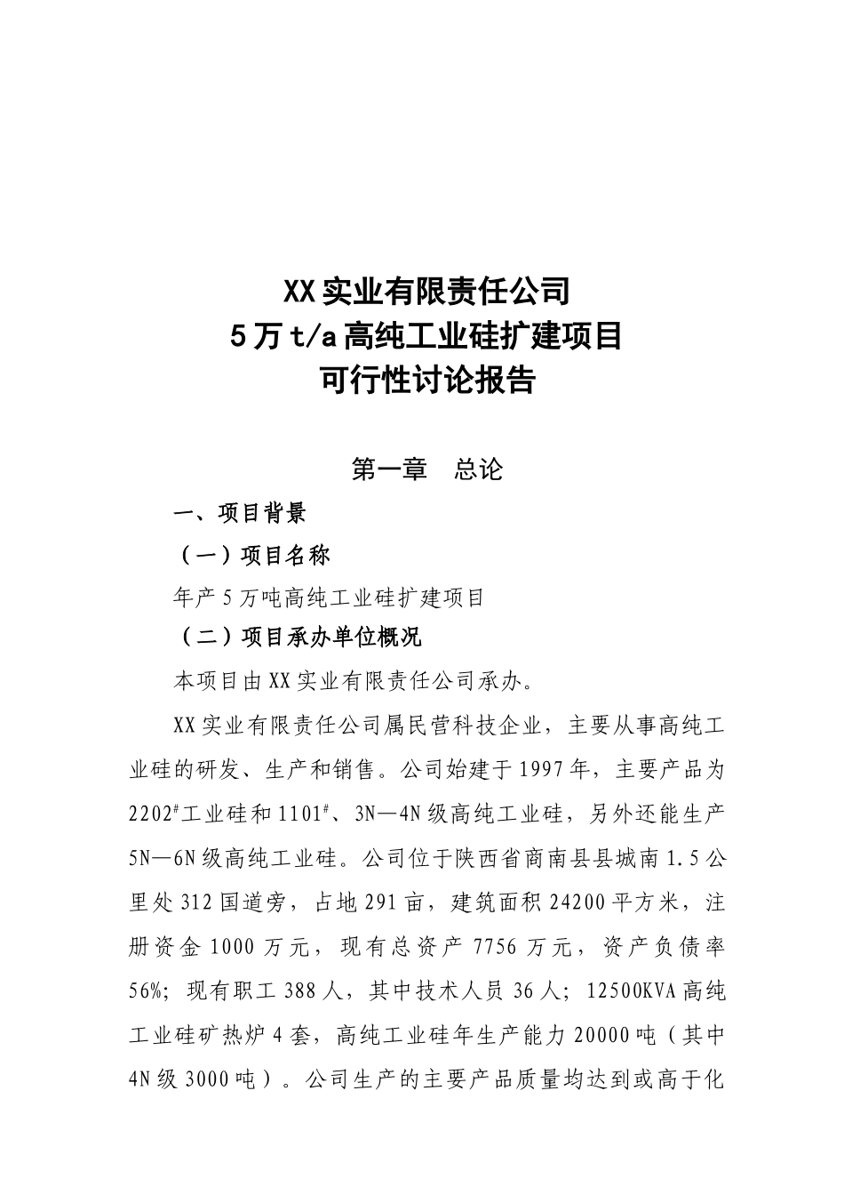 5万吨年高纯工业硅扩建项目可行性研究报告_第2页