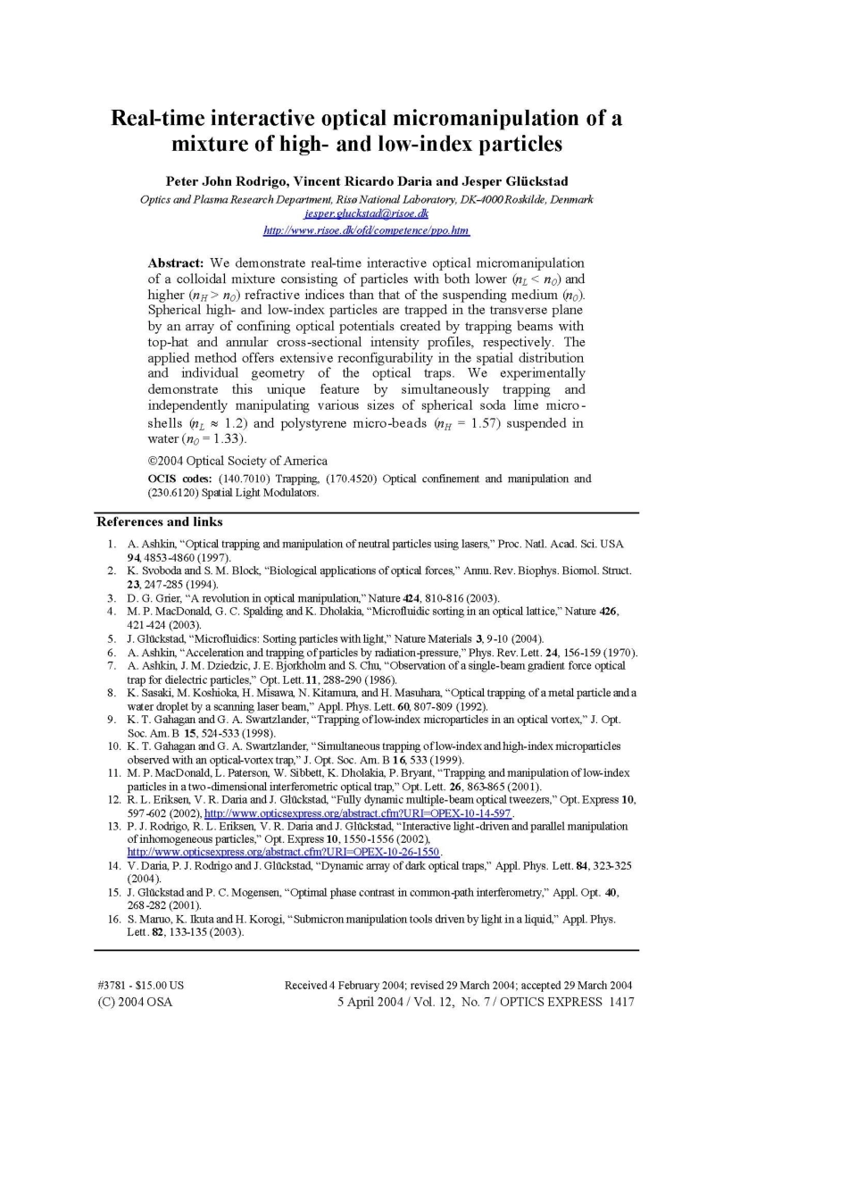 5生命学院-外文文献-英文文献-外文翻译中英对照-微粒混合物的实时交互式光学微操作大学毕设论文_第1页