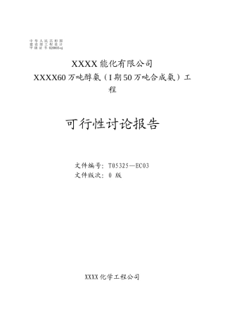 60万吨醇氨可研报告