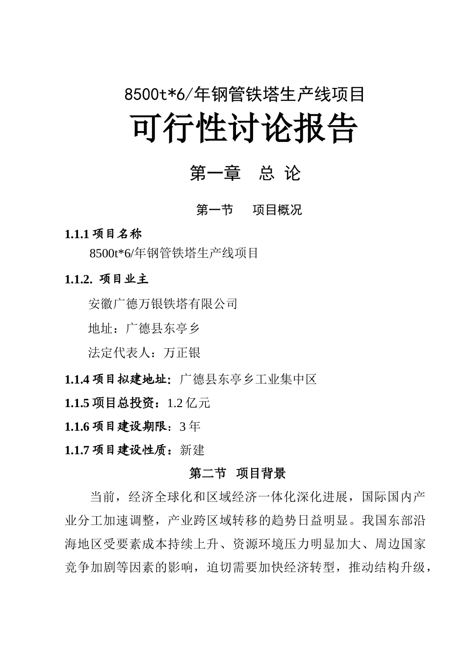 8500tx6年钢管铁塔生产线项目可行性研究报告_第2页