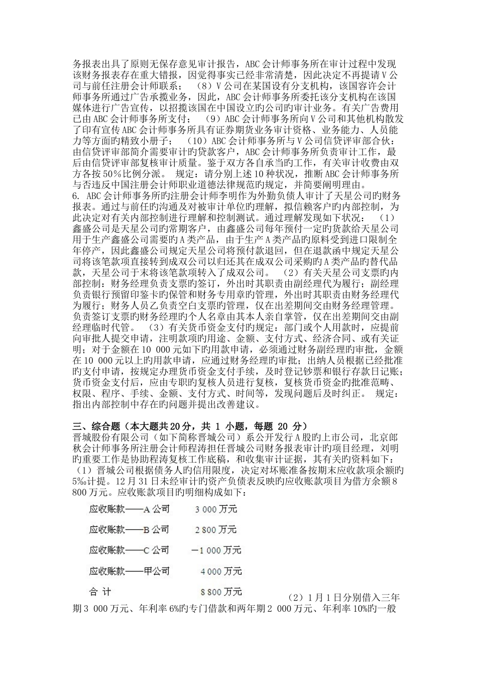 9月份考试审计学第三次作业_第2页