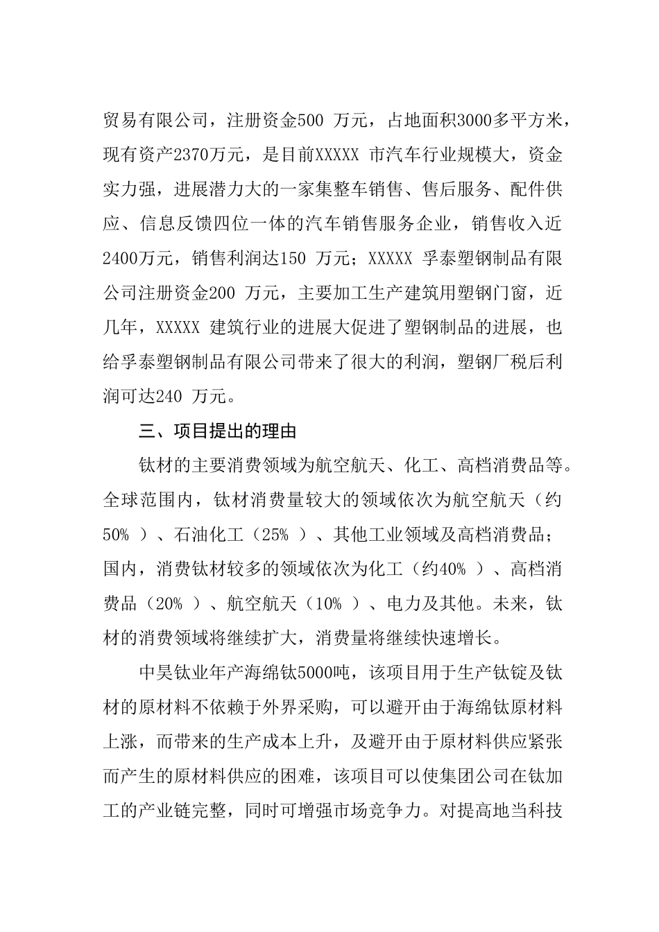 XXXXX钛业可行性分析报告_第3页