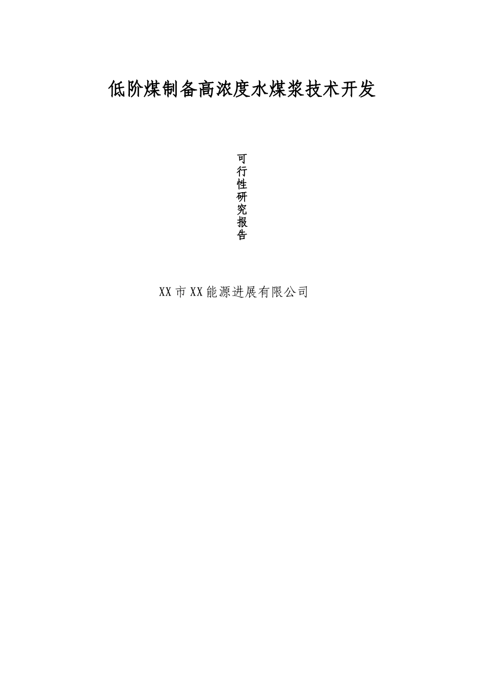 XXX低阶煤制备高浓度水煤浆技术开发可行性研究报告_第1页