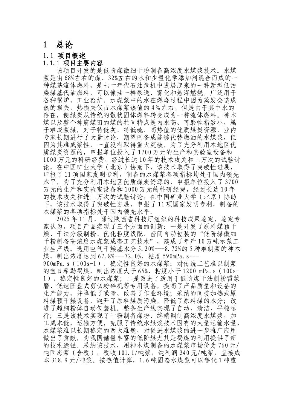 XXX低阶煤制备高浓度水煤浆技术开发可行性研究报告_第3页
