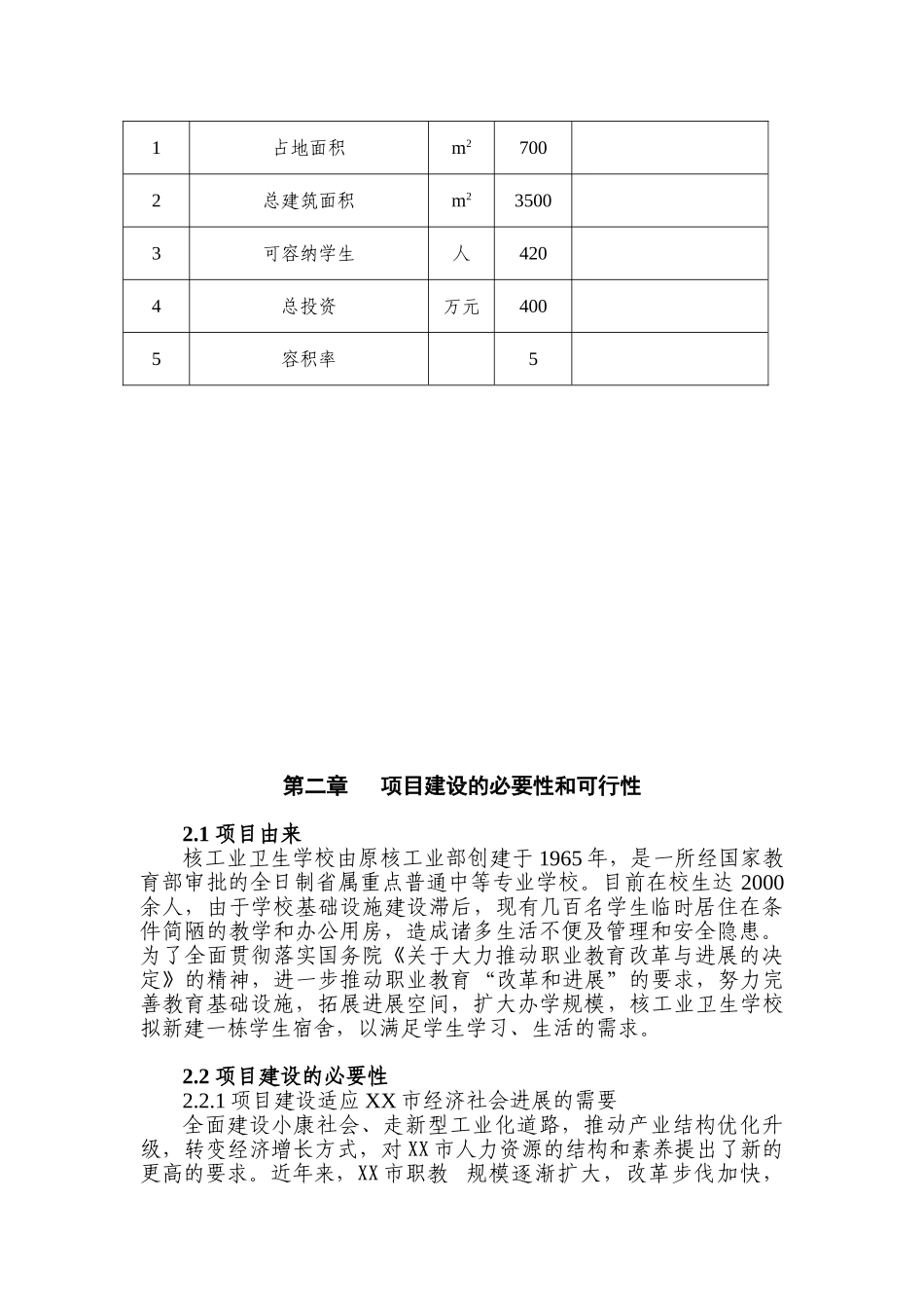 xx医院附属核工业卫生学校学生宿舍建设项目的可行性研究报告_第2页