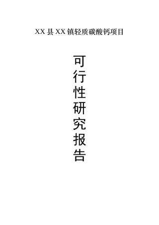 XX县XX镇轻质碳酸钙项目可行性研究报告