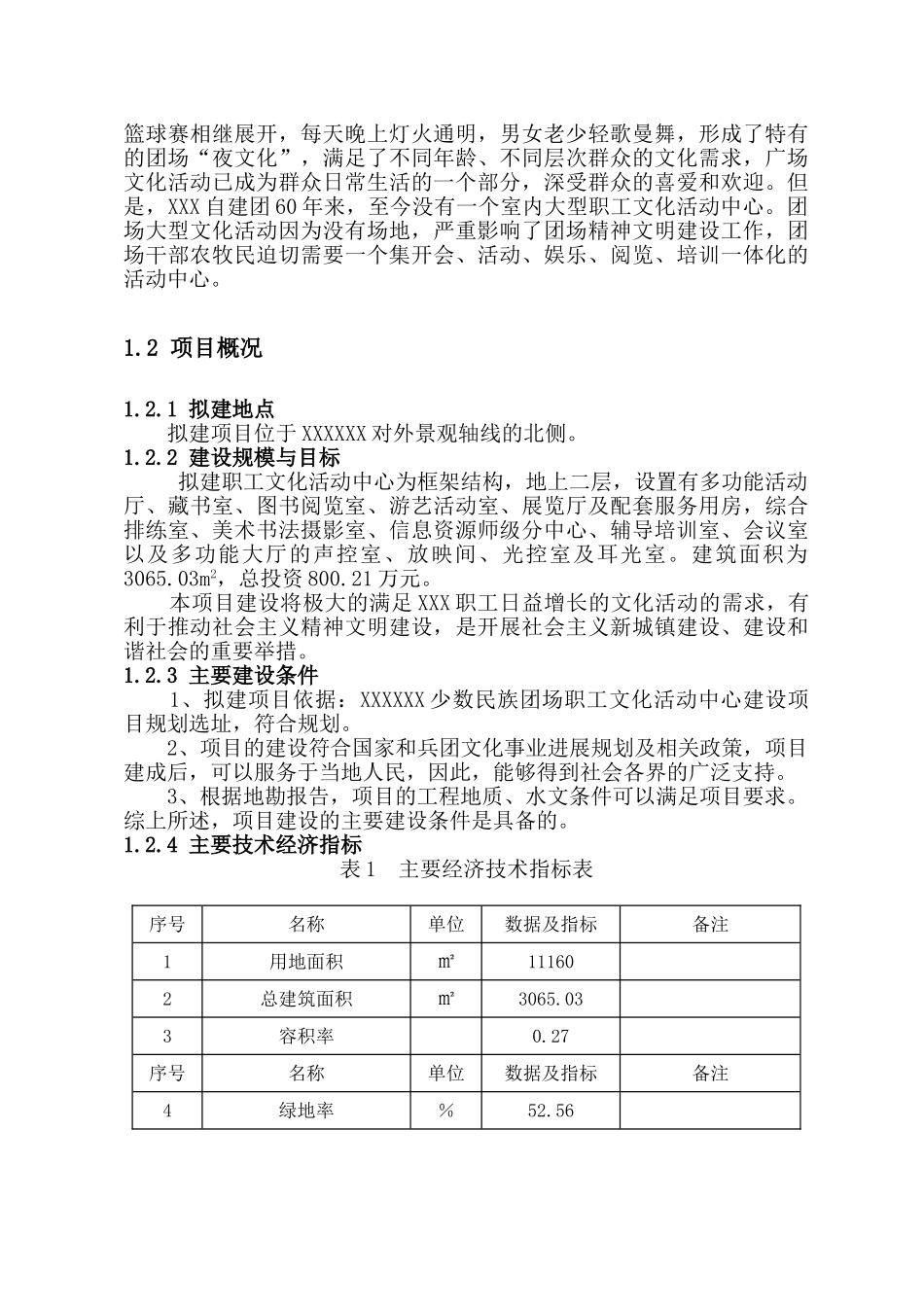 xx少数民族团场职工文化活动中心建设项目可行性研究报告书(代项目建议书_第2页