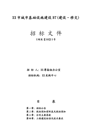 XX市城市基础设施建设BT招标文件