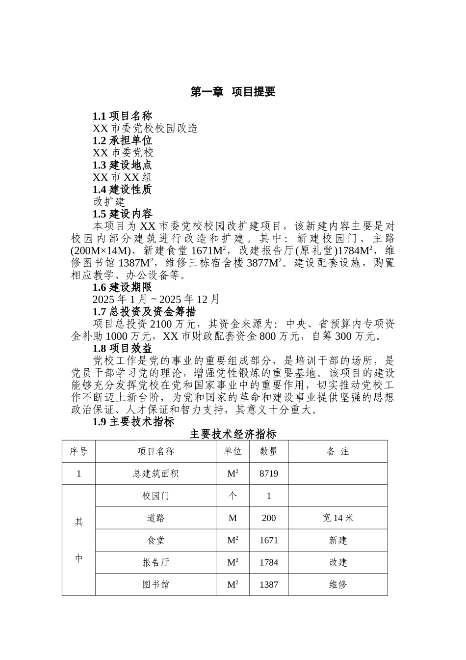 XX某市委党校校园改造项目可行性研究报告_第2页