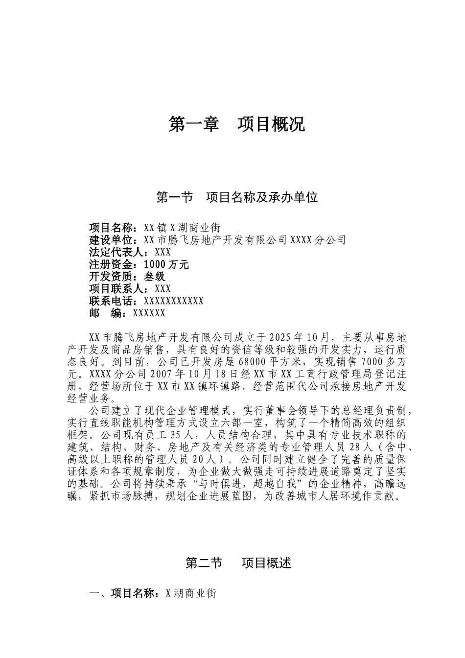 XX镇商业街项目申请报告_第2页