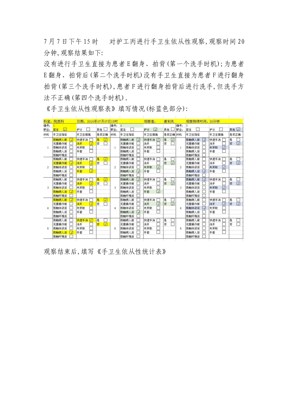 《手卫生依从性观察表和统计表》使用说明_第3页