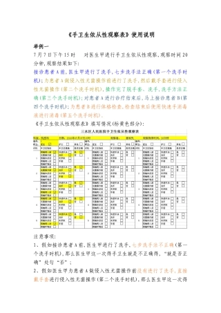 《手卫生依从性观察表和统计表》使用说明