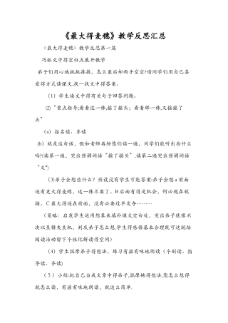 《最大的麦穗》教学反思汇总