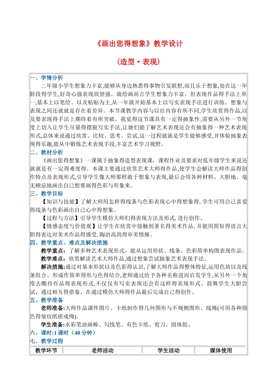 《画出你的想象》教学设计_第1页