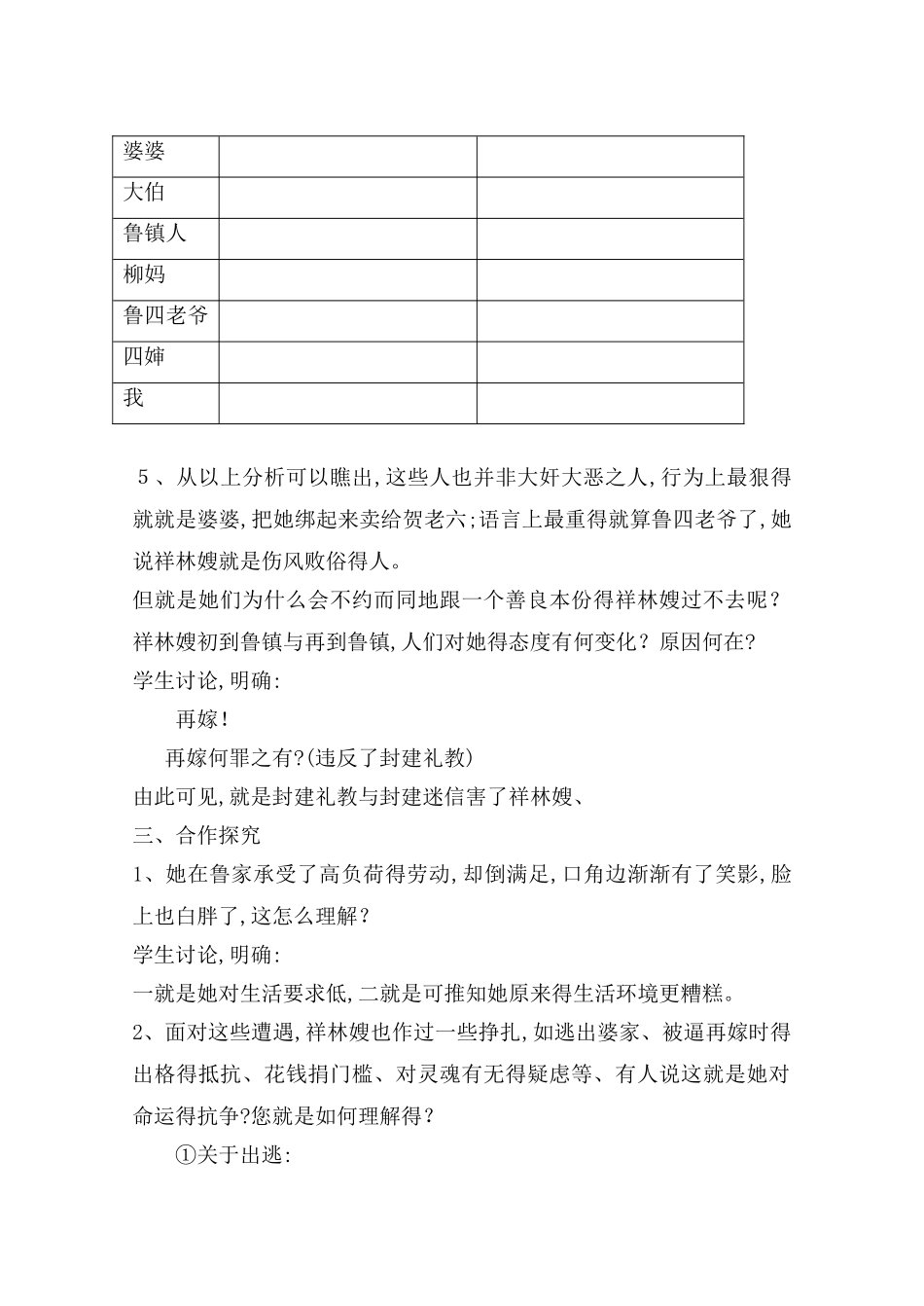 《祝福》教学设计_第3页