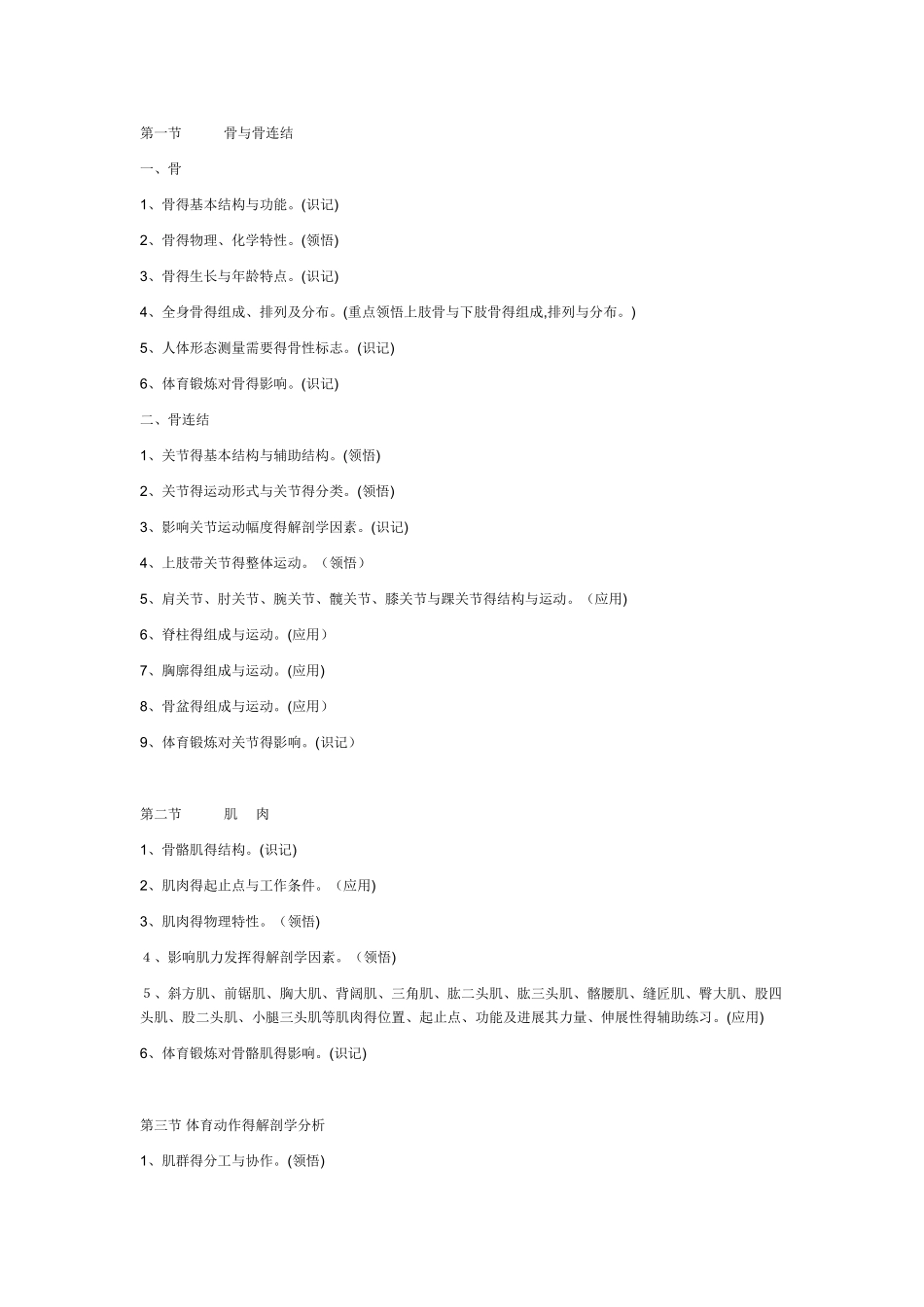《运动解剖学》考试大纲汇总_第3页