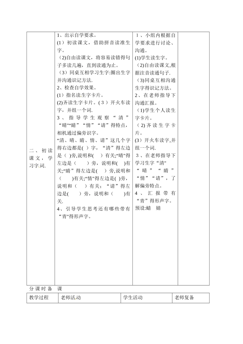一年级下册语文教案－小青蛙∣人教部编版_第3页