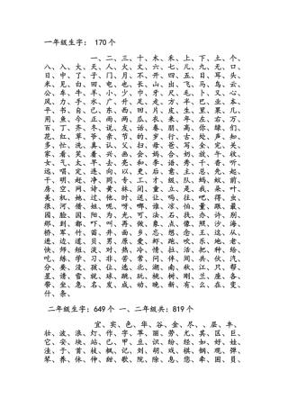 一年级生字至四年级生字
