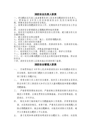 一级医院消防安全责任人职责