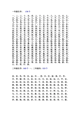 一至五年级生字