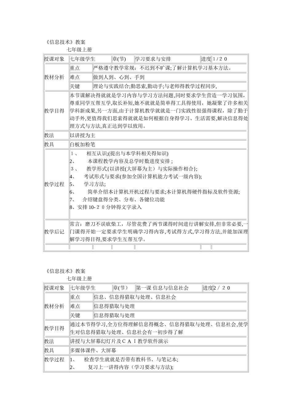 七年级上册信息技术教案_第1页