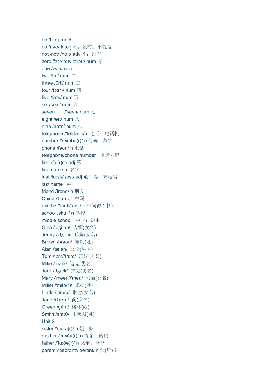 七年级上册英语单词表汇总_第3页