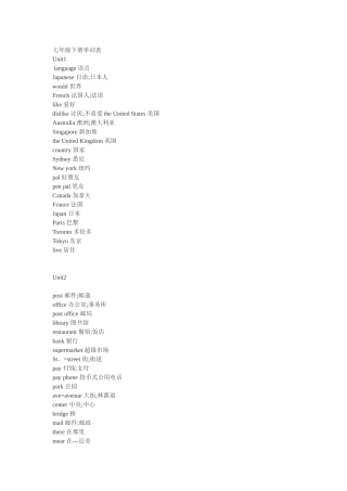 七年级下册单词教读