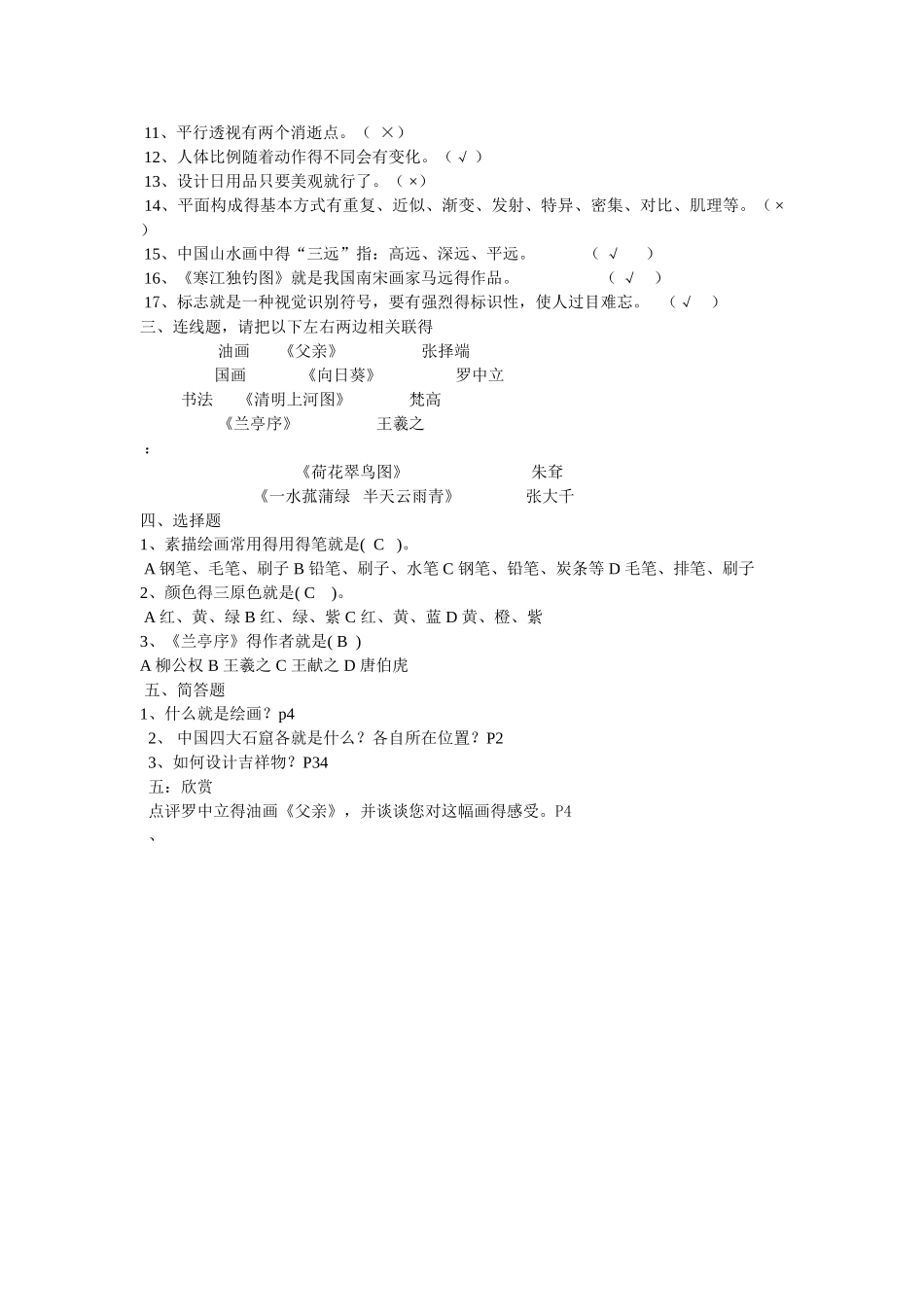 七年级美术理论试题_第2页