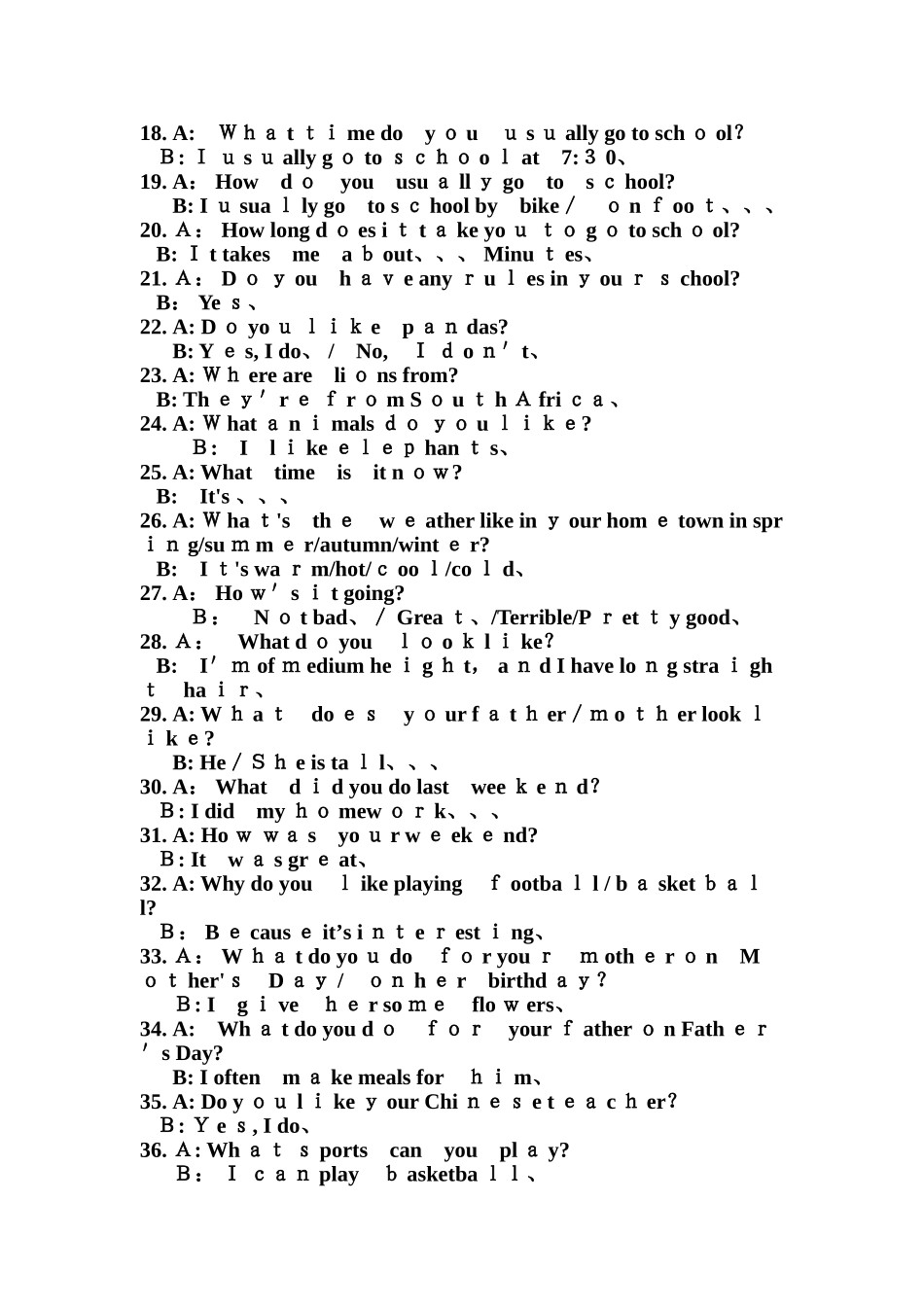 七年级英语口语训练材料_第2页