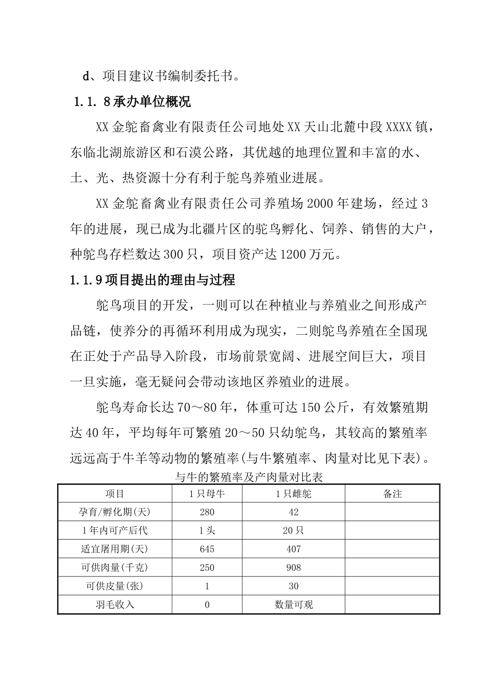 万只鸵鸟养殖产业化示范基地项目的可行性研究报告_第3页