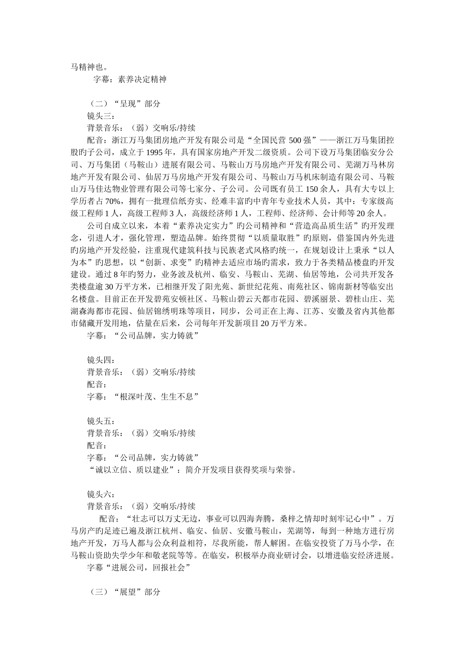 万马房产集团形象宣传片策划书_第3页