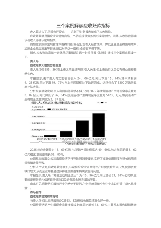 三个案例解读应收账款指标