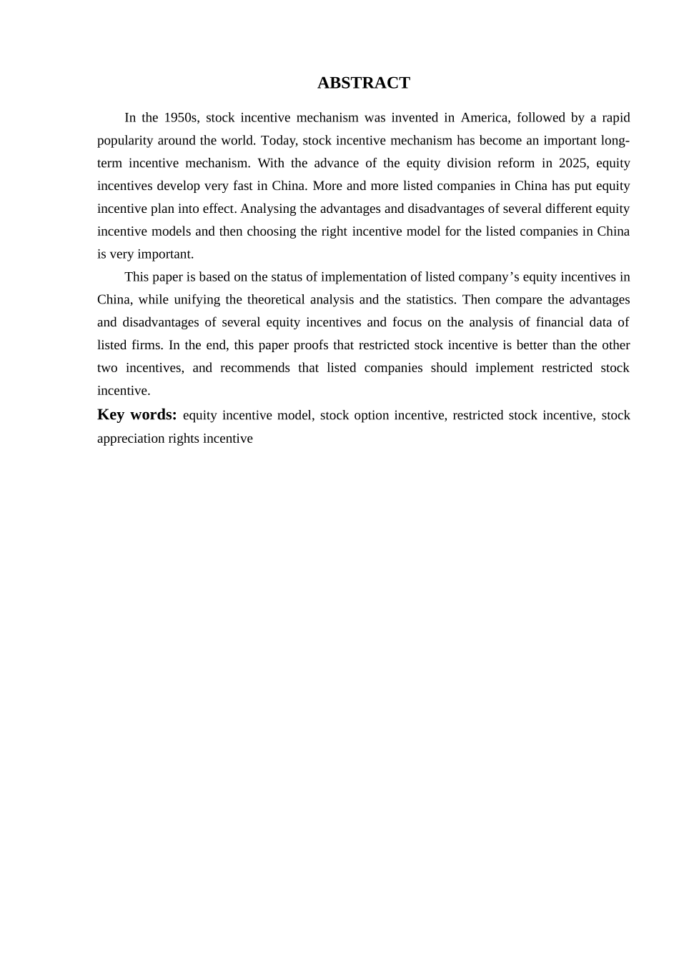 上市公司股权激励方式的比较研究学士学位论文_第3页