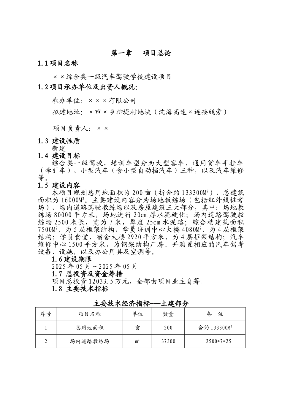 上海XX汽车驾驶学校建设项目可行性报告_第3页