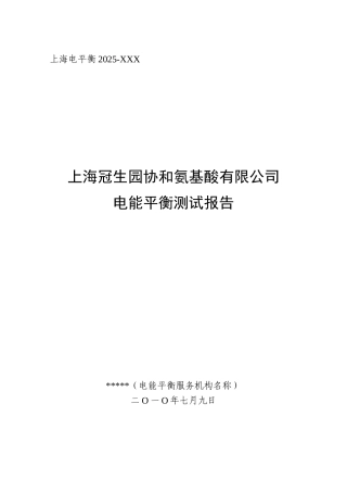 上海冠生园协和氨基酸有限公司电能平衡测试报告