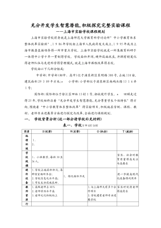 上海市实验学校课程规划