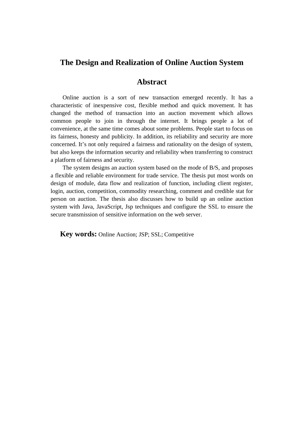 上网拍卖系统的设计与实现大学论文_第3页