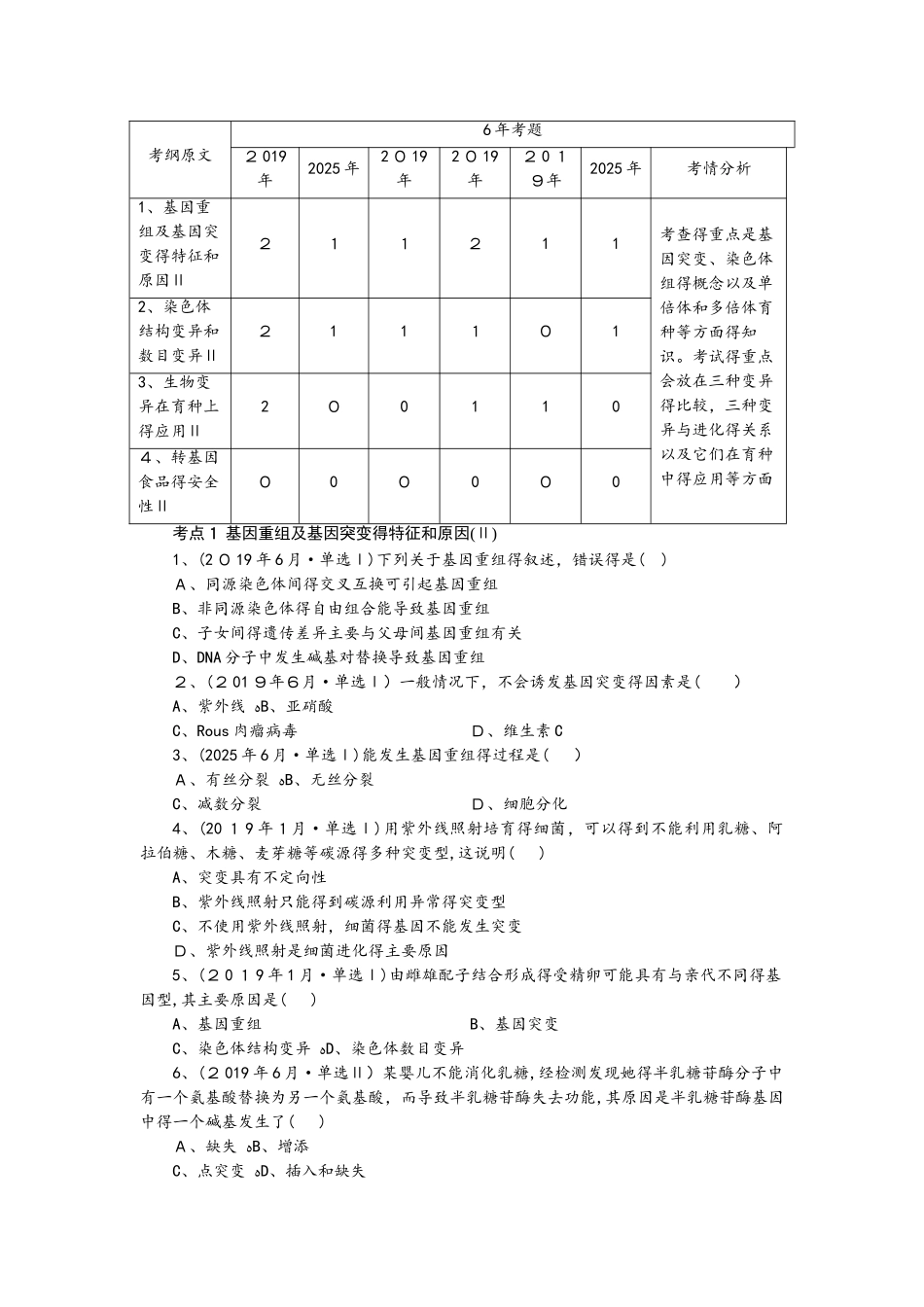 专题9　生物的变异_第1页