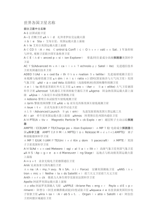 世界各国卫星名称