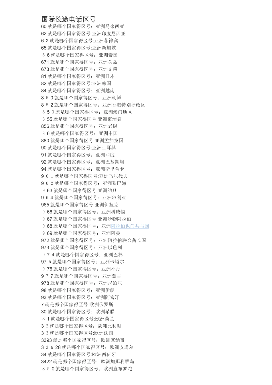 世界国家电话区号_第1页