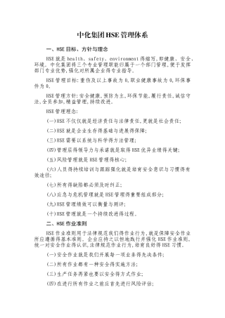 中化集团HSE管理体系