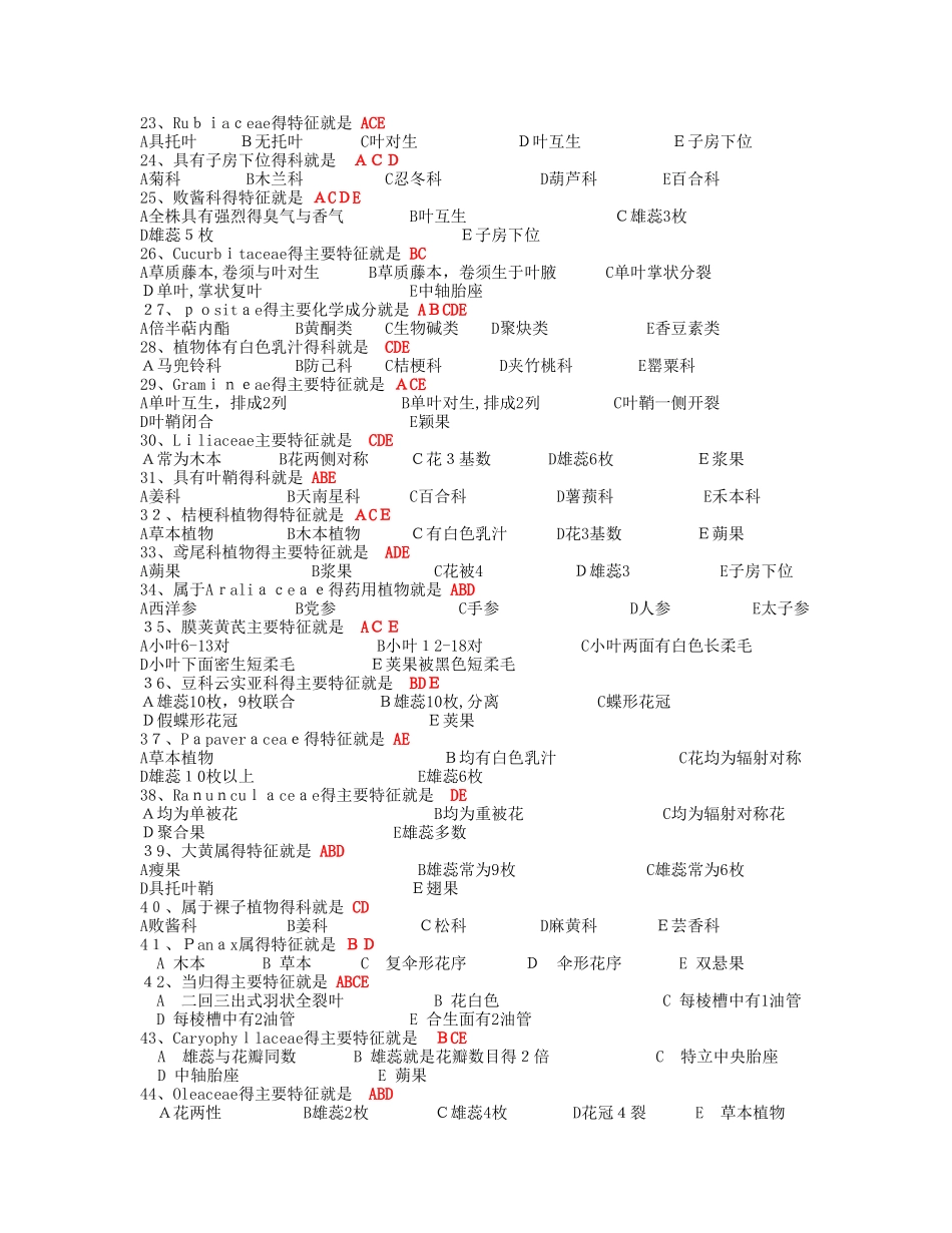 中医药大学作业答案-《药用植物学》辅导资料_第2页