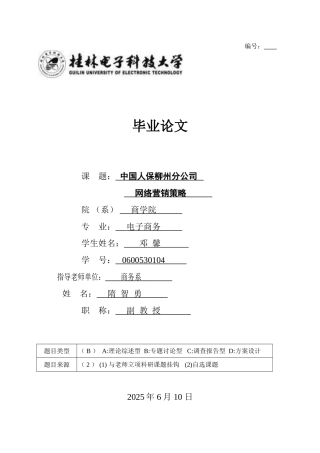 中国人保柳州分公司网络营销策略学位论文